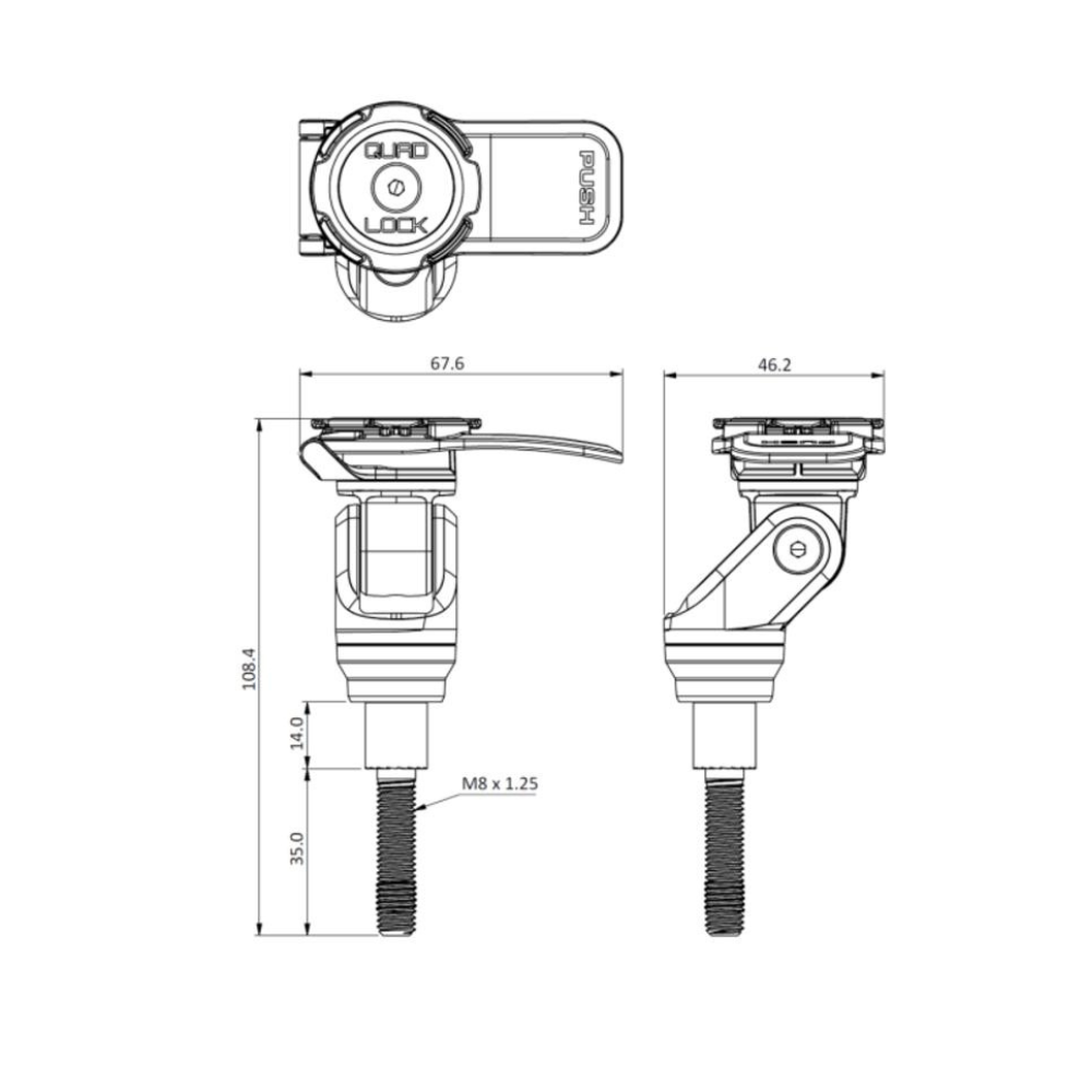Support fileté guidon TMAX 560 (22-25)