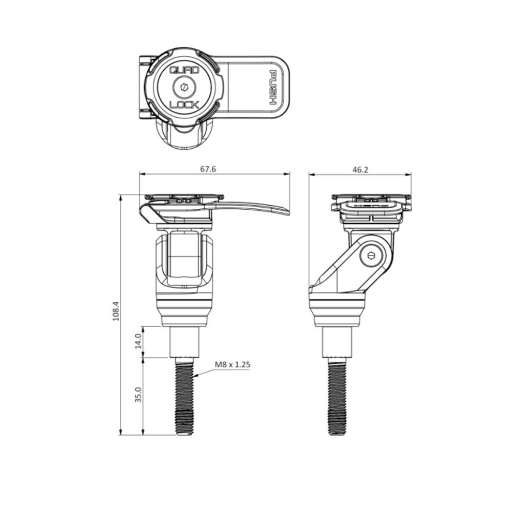 Support fileté guidon TMAX 560 (22-24)