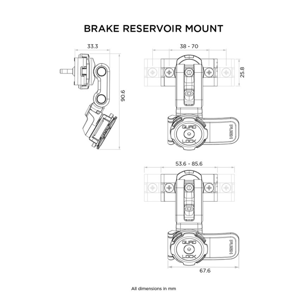 Support téléphone Quad Lock bocal liquide de frein TMAX