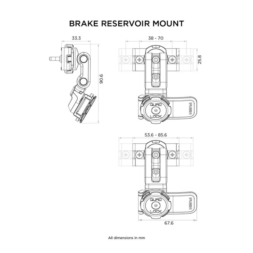 Quad Lock phone holder for TMAX brake fluid reservoir
